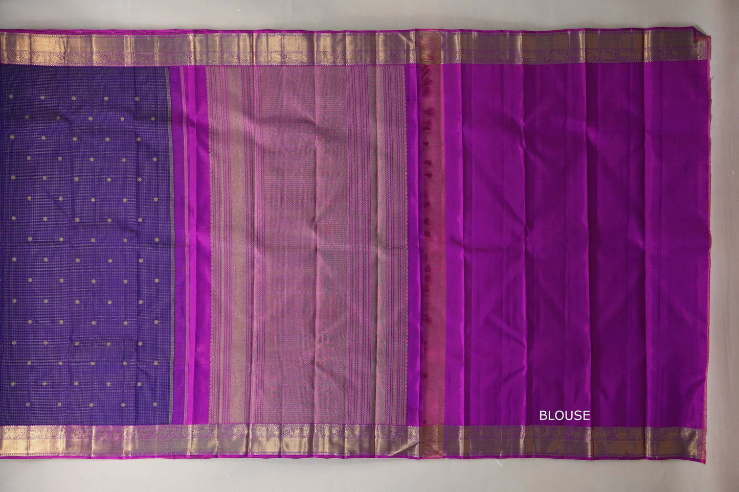 Indigo violet Vintage Heirloom Kanjivaram Silk Saree SS9473