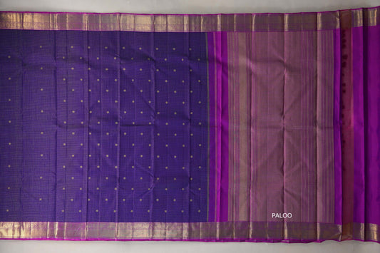 Indigo violet Vintage Heirloom Kanjivaram Silk Saree SS9473