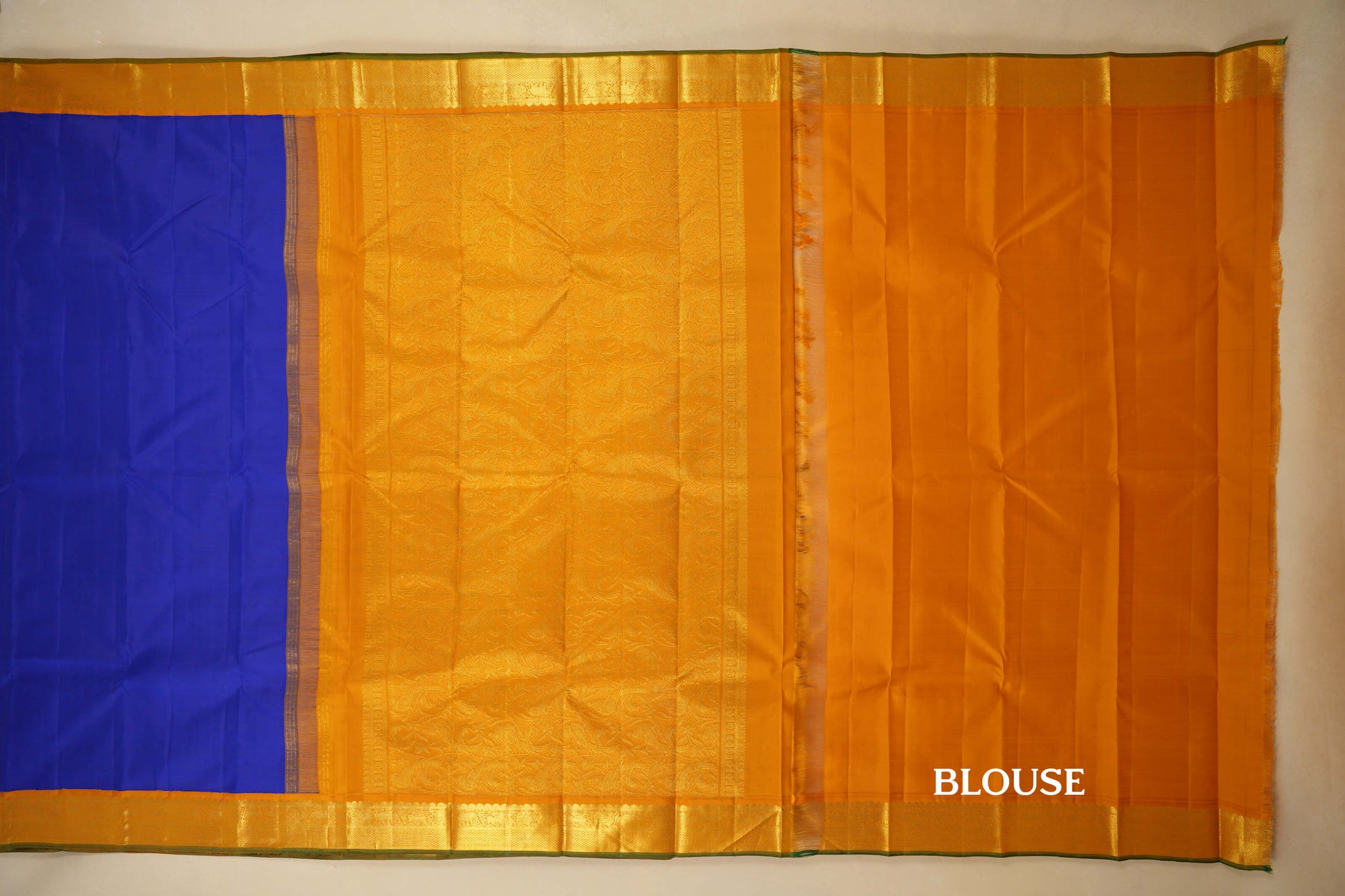 Ink Blue Vintage Kanjivaram Silk Saree Blouse