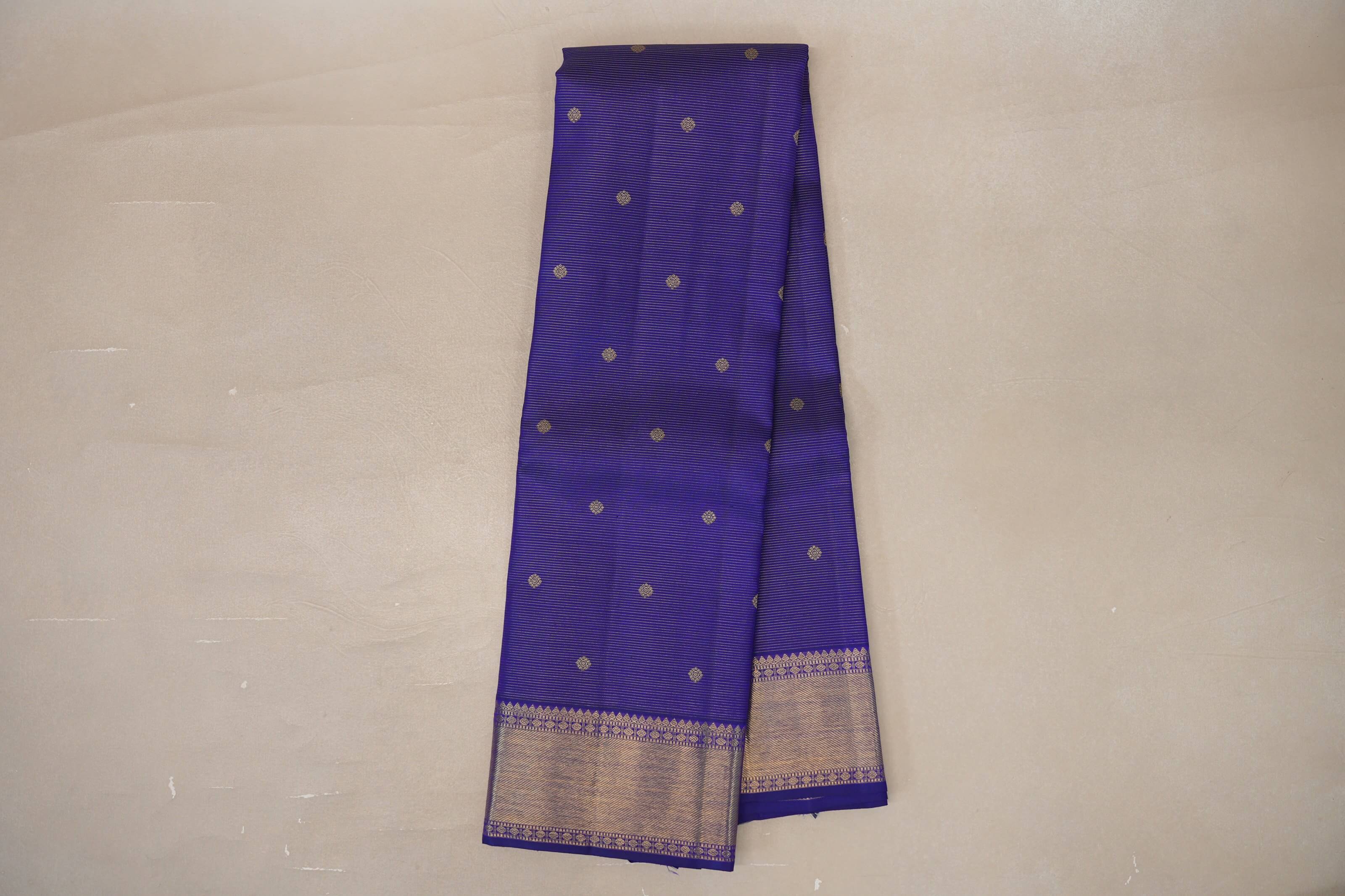 Deep Violet Vintage Heirloom Kanjivaram Silk Saree SS9475