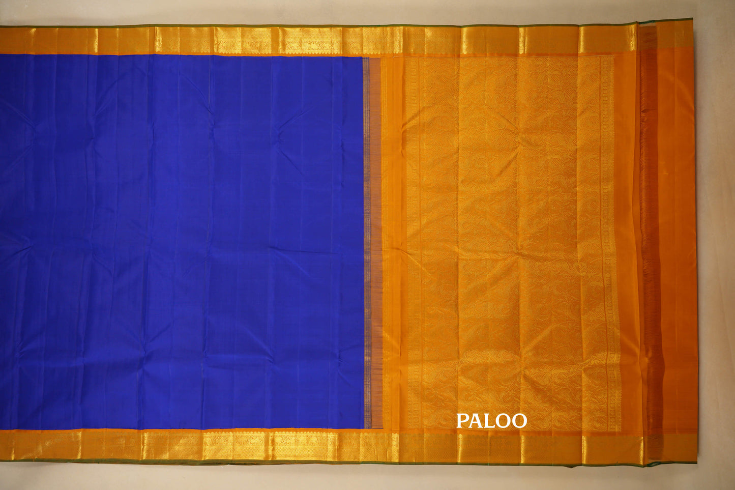 Ink Blue Vintage Kanjivaram Silk Saree Paloo