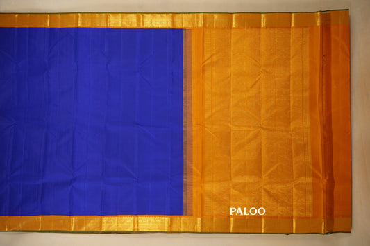 Ink Blue Vintage Kanjivaram Silk Saree Paloo