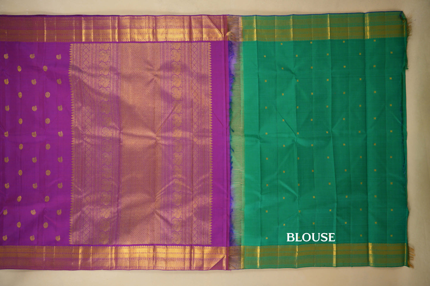 Purple Vintage Kanjivaram Silk Saree Blouse