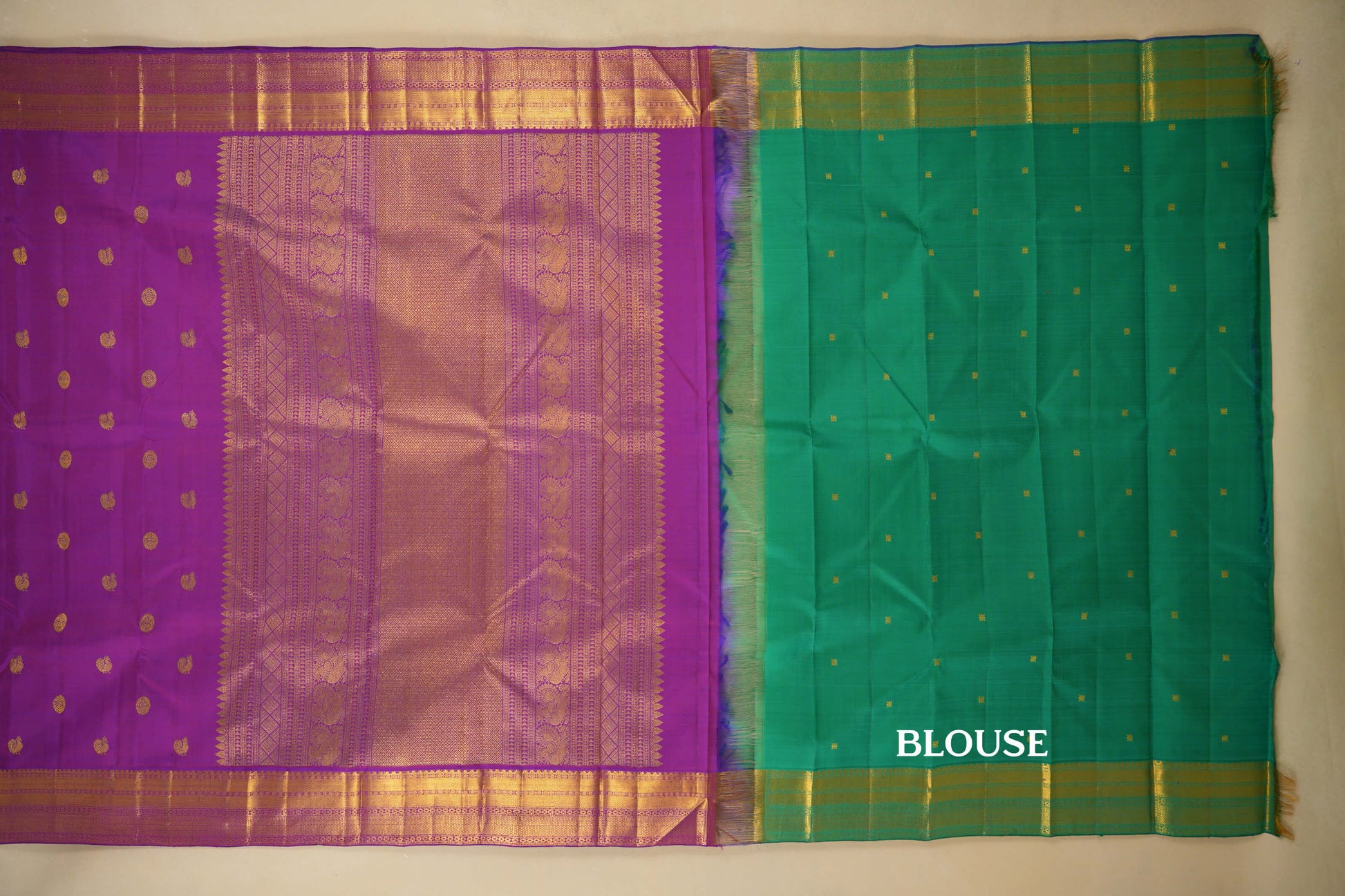 Purple Vintage Kanjivaram Silk Saree Blouse