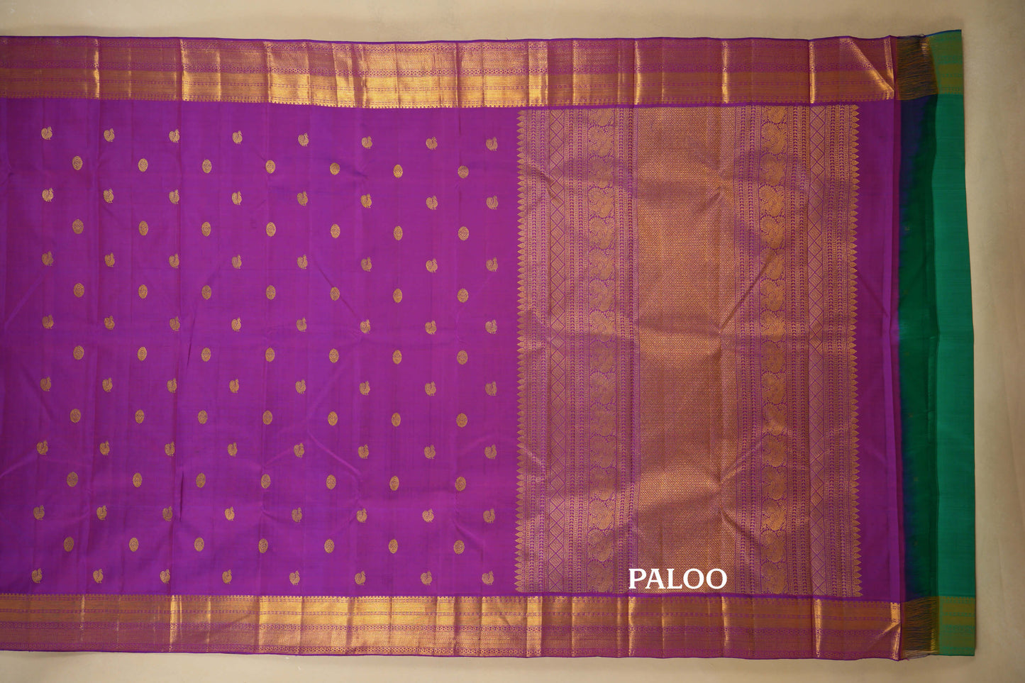 Purple Vintage Kanjivaram Silk Saree Paloo