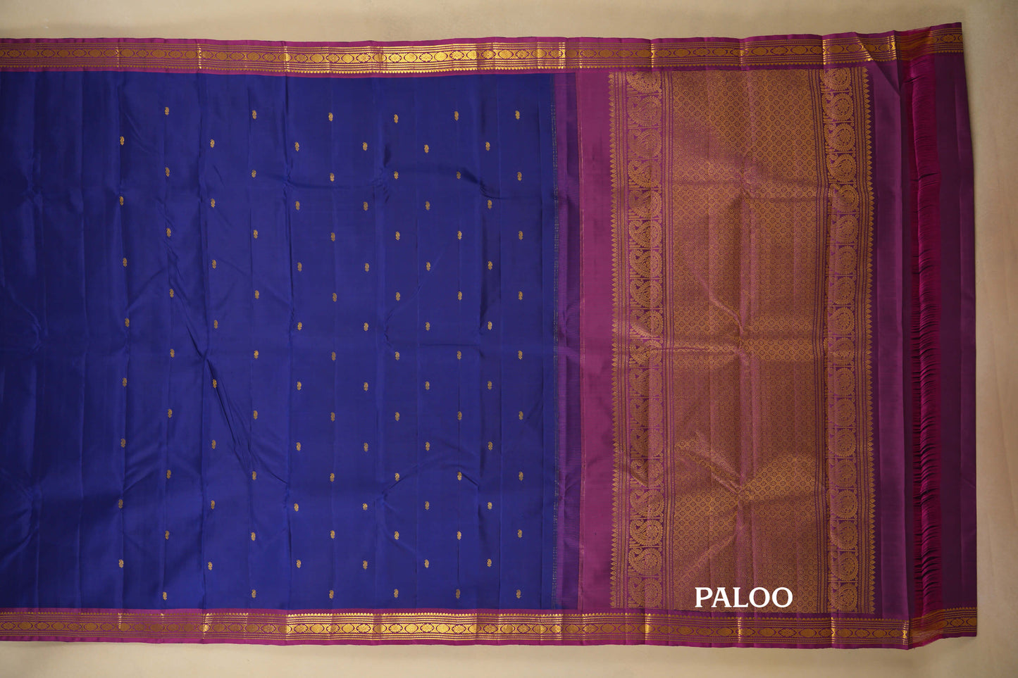Navy Blue Vintage Kanjivaram Silk Saree Paloo