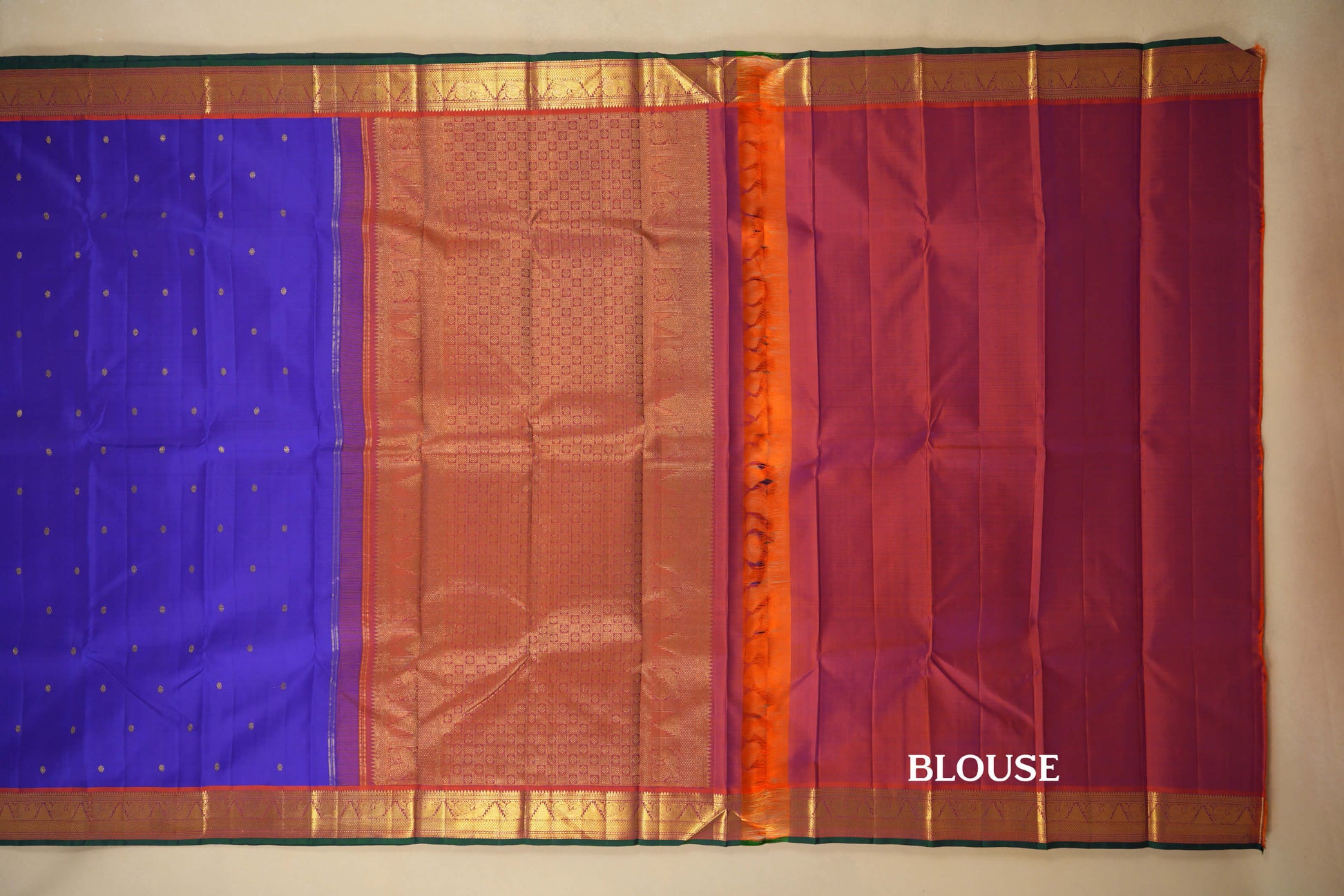 Violet Vintage Kanjivaram Silk Saree Blouse