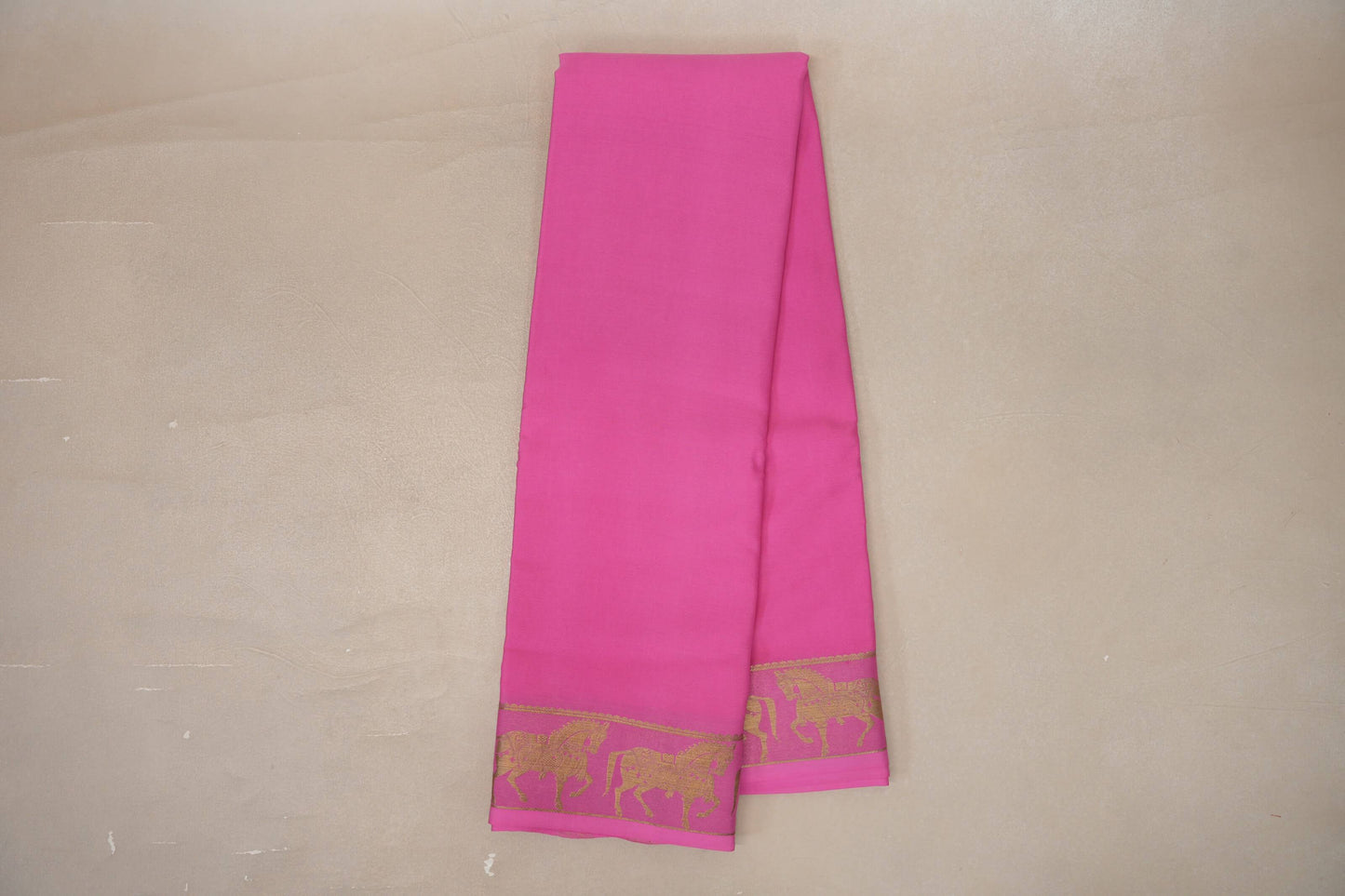 Bright Rose Pink with Self Borders Mysore Silk Saree SS9479