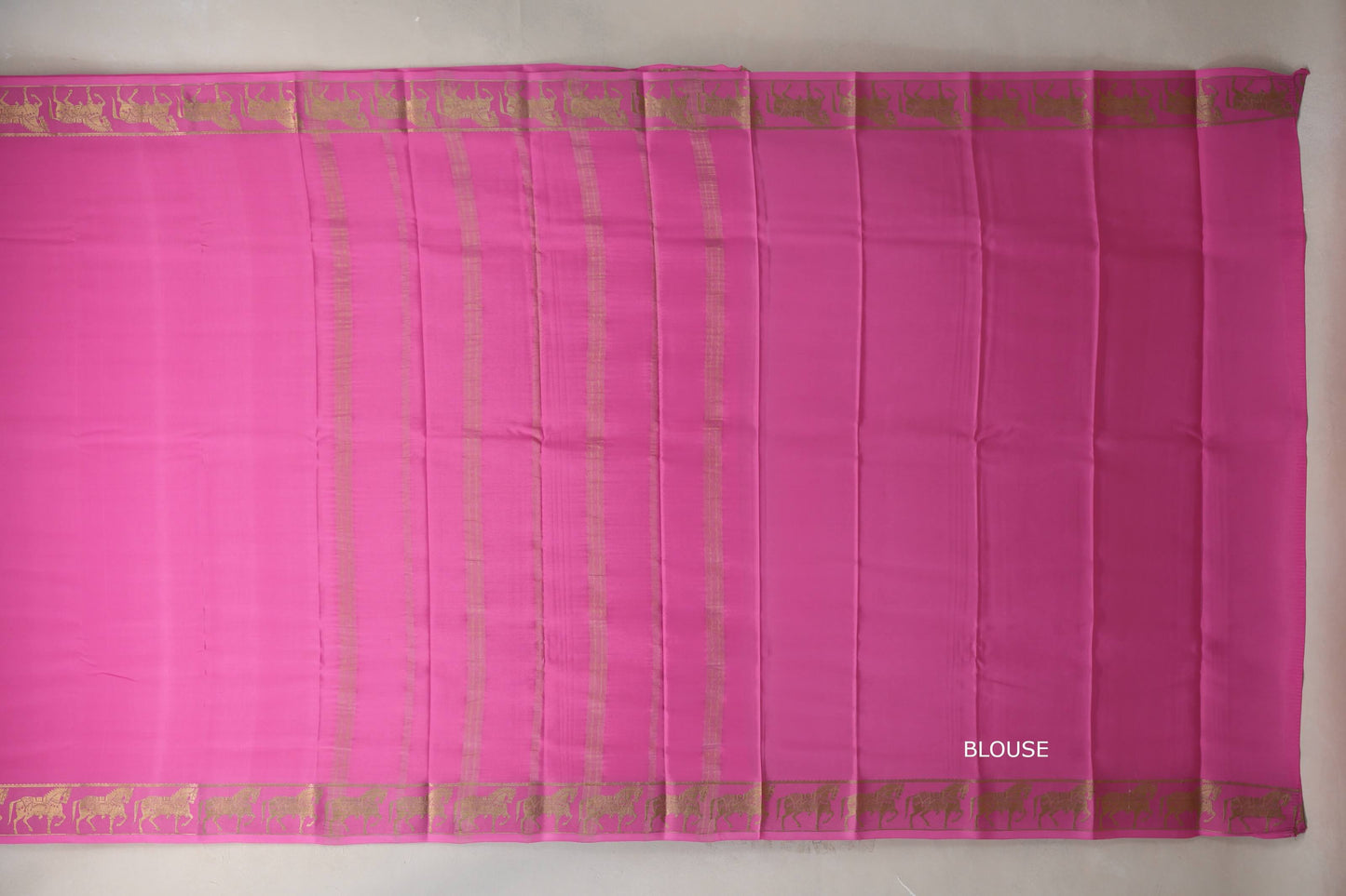 Bright Rose Pink with Self Borders Mysore Silk Saree SS9479