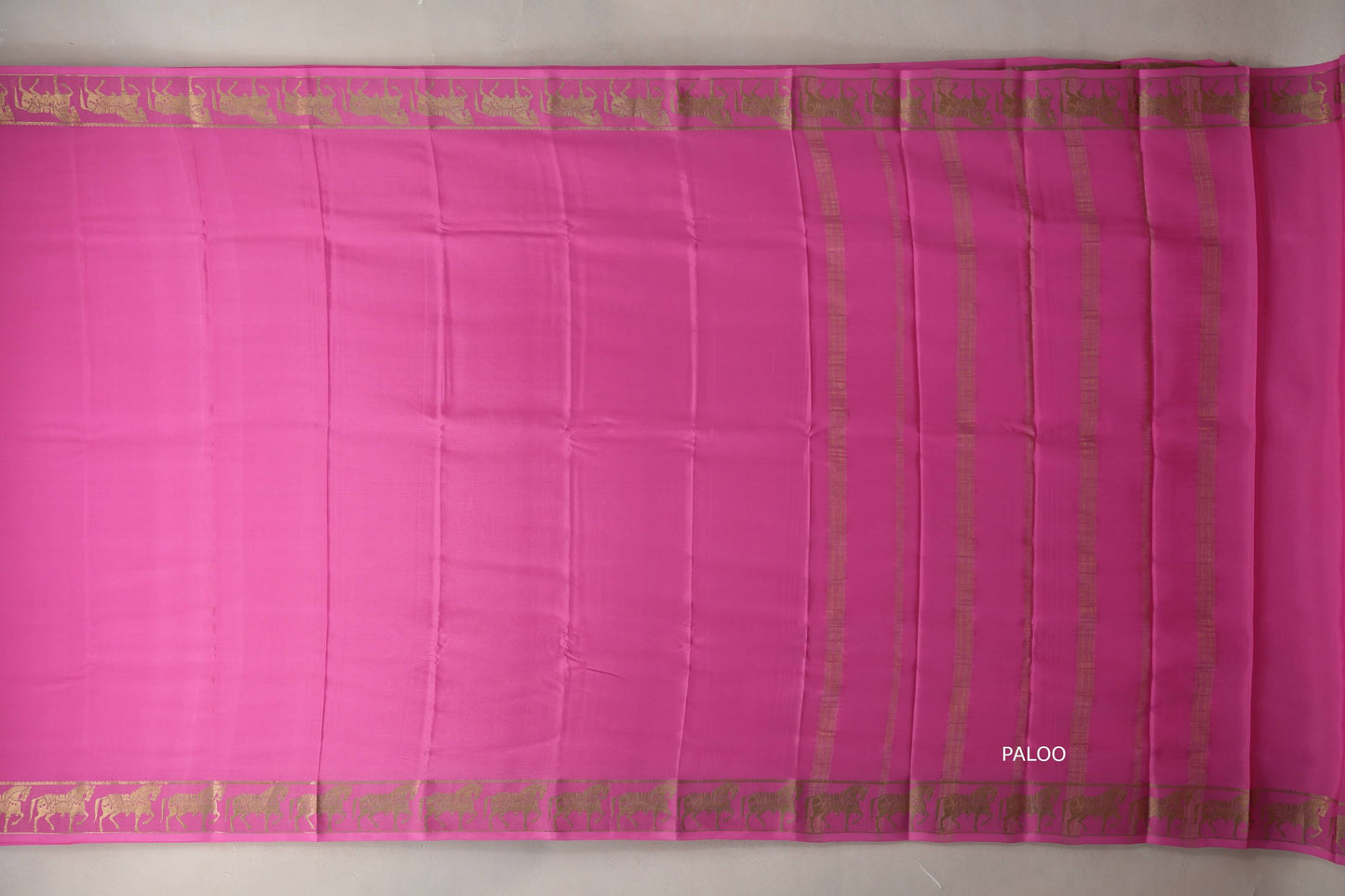 Bright Rose Pink with Self Borders Mysore Silk Saree SS9479