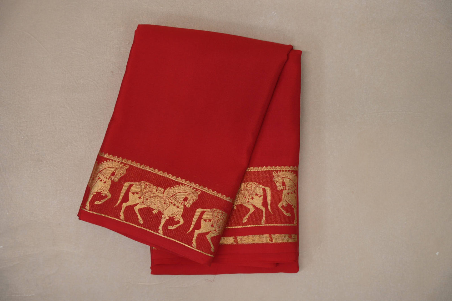 Bright Red with Self Borders Mysore Silk Saree SS9480