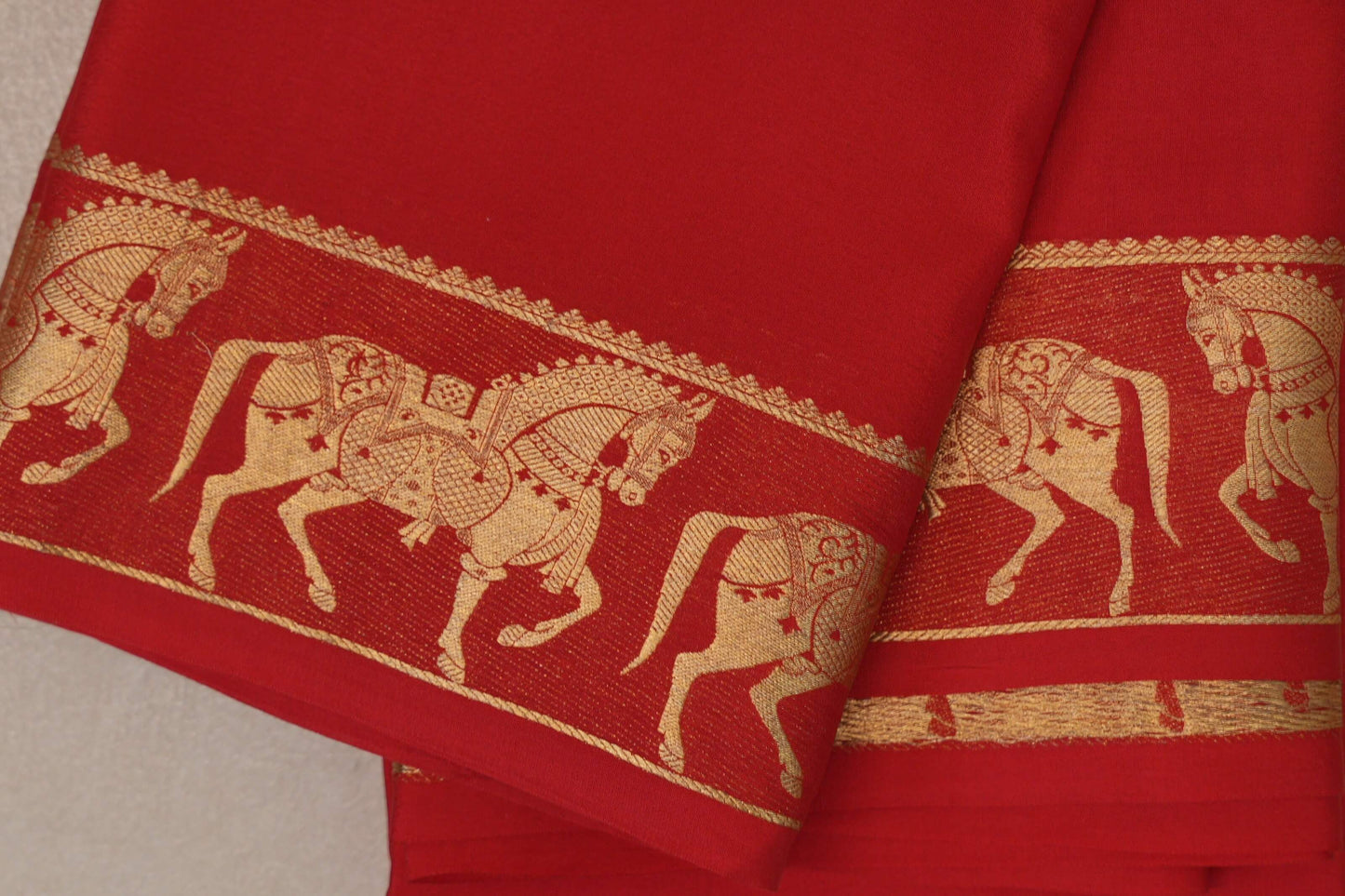 Bright Red with Self Borders Mysore Silk Saree SS9480