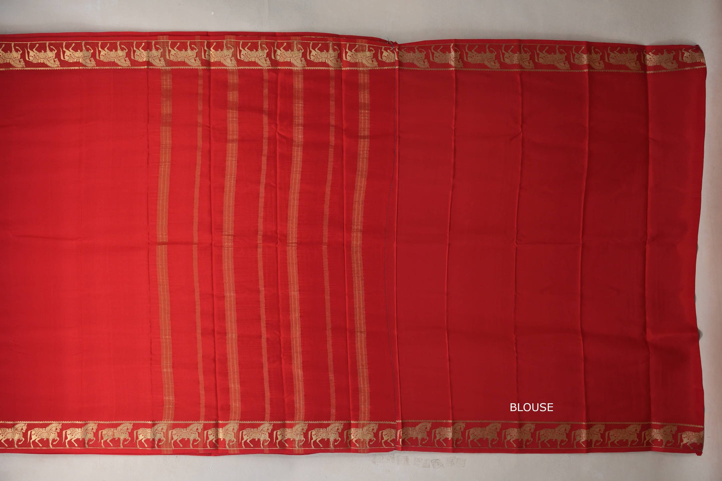 Bright Red with Self Borders Mysore Silk Saree SS9480