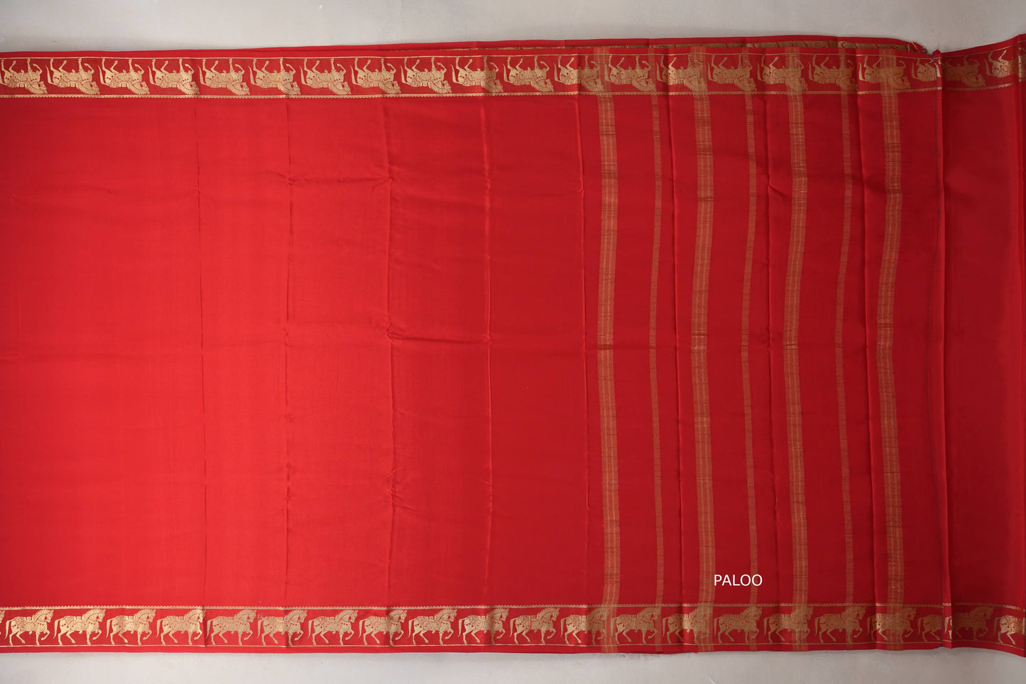 Bright Red with Self Borders Mysore Silk Saree SS9480