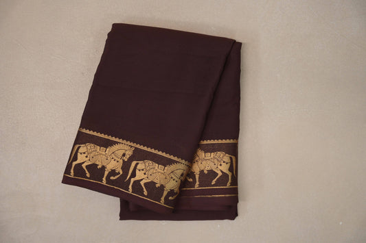 Coffee Brown with Self Borders Mysore Silk Saree SS9482
