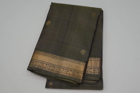 Greyish green light weight kanchipuram silk saree