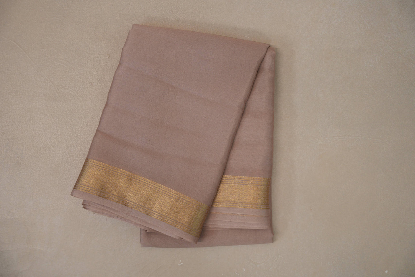 Dark Beige with Self Borders Mysore Silk Saree SS9483
