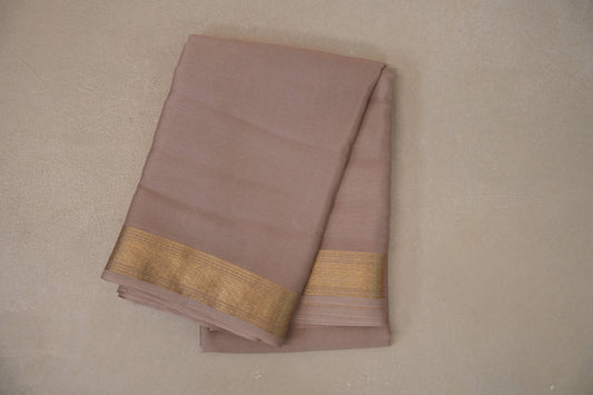 Dark Beige with Self Borders Mysore Silk Saree SS9483