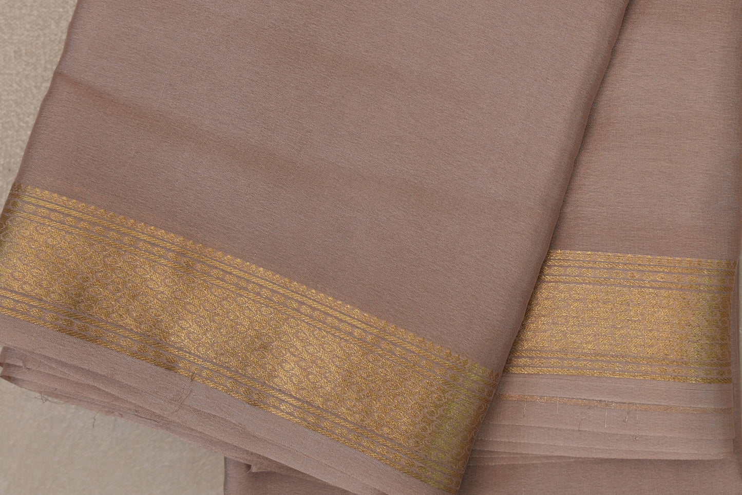 Dark Beige with Self Borders Mysore Silk Saree SS9483