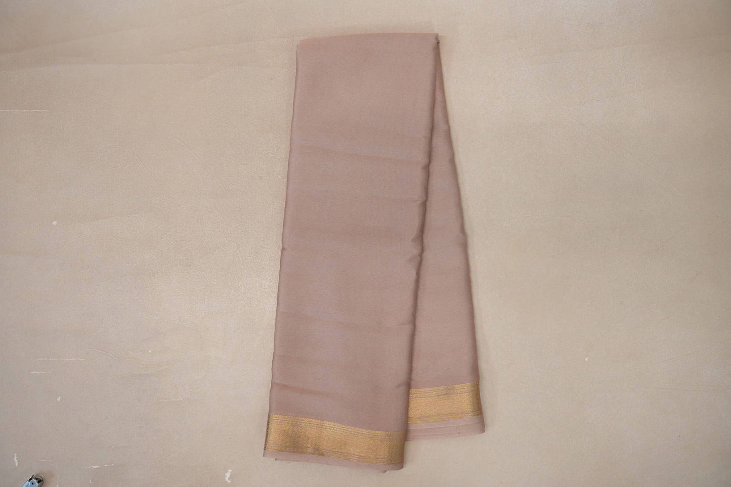 Dark Beige with Self Borders Mysore Silk Saree SS9483