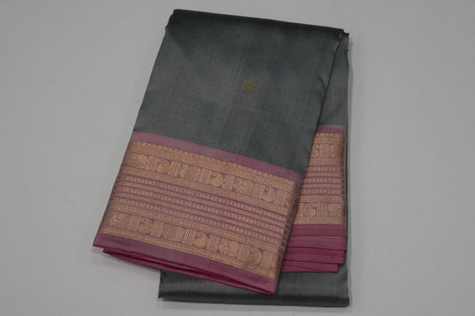 Grey light weight kanchipuram silk saree