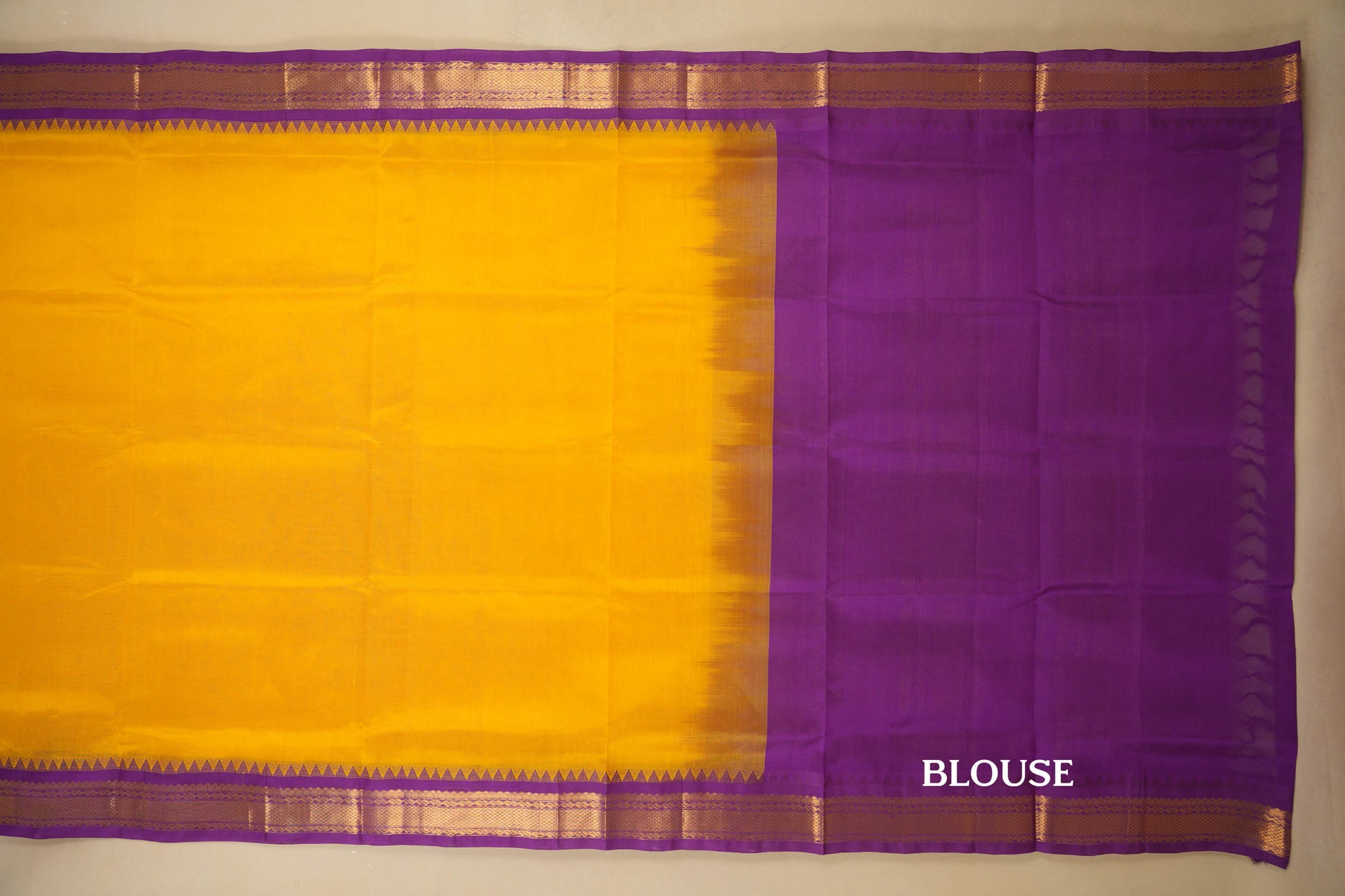 Yellow with Magenta Borders Vintage Kanjivaram Silk Saree
