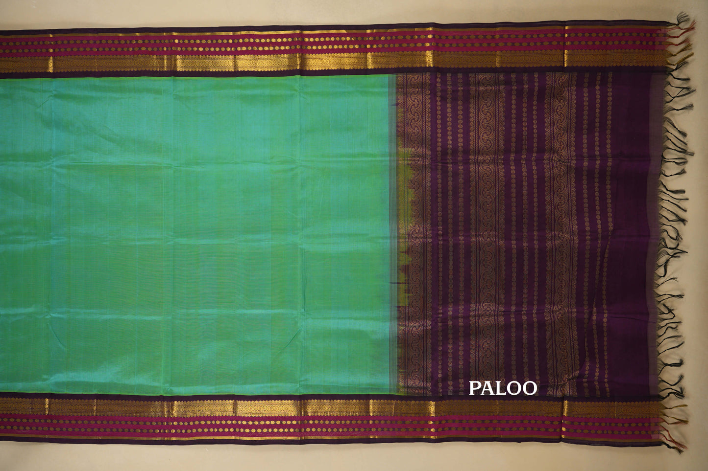 Rama Blue Vintage Kanjivaram Silk Saree paloo
