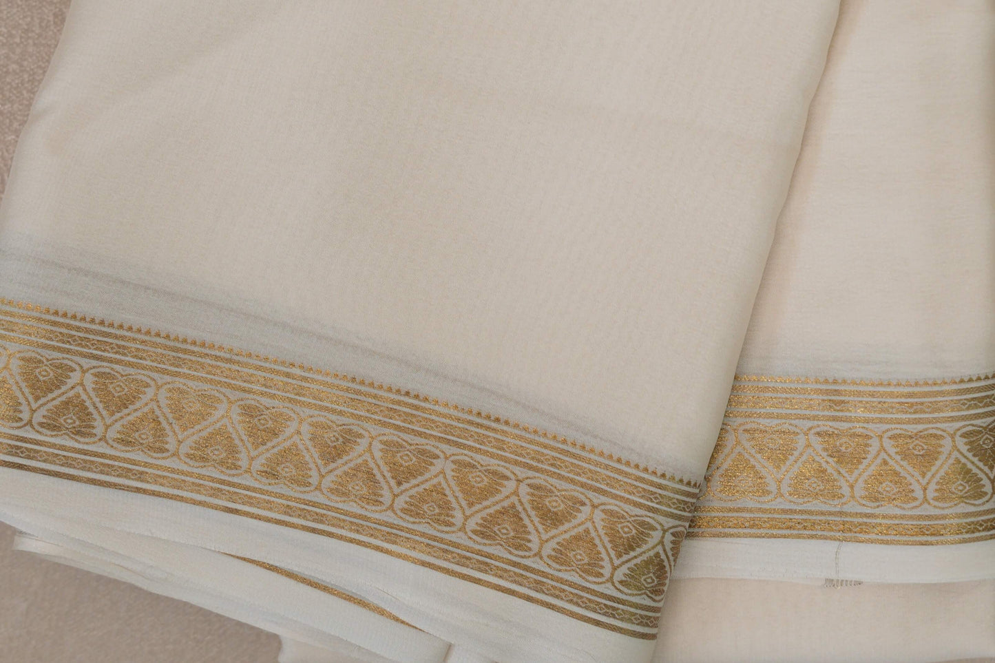 Cream Mysore Silk Saree SS9485