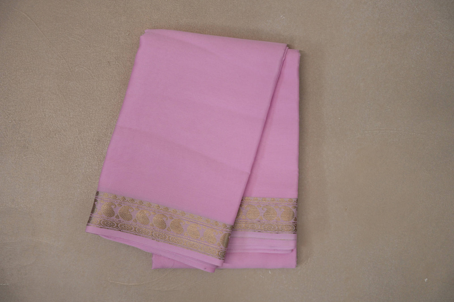 Baby Pink with Self borders Mysore Silk Saree SS9486