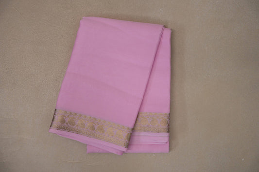 Baby Pink with Self borders Mysore Silk Saree SS9486