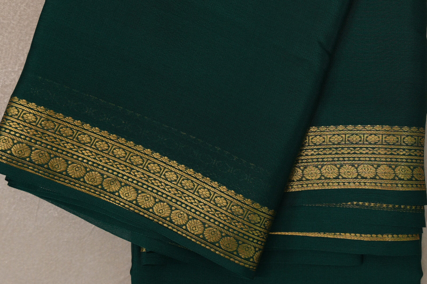 Forest Green with Self borders Mysore Silk Saree SS9487