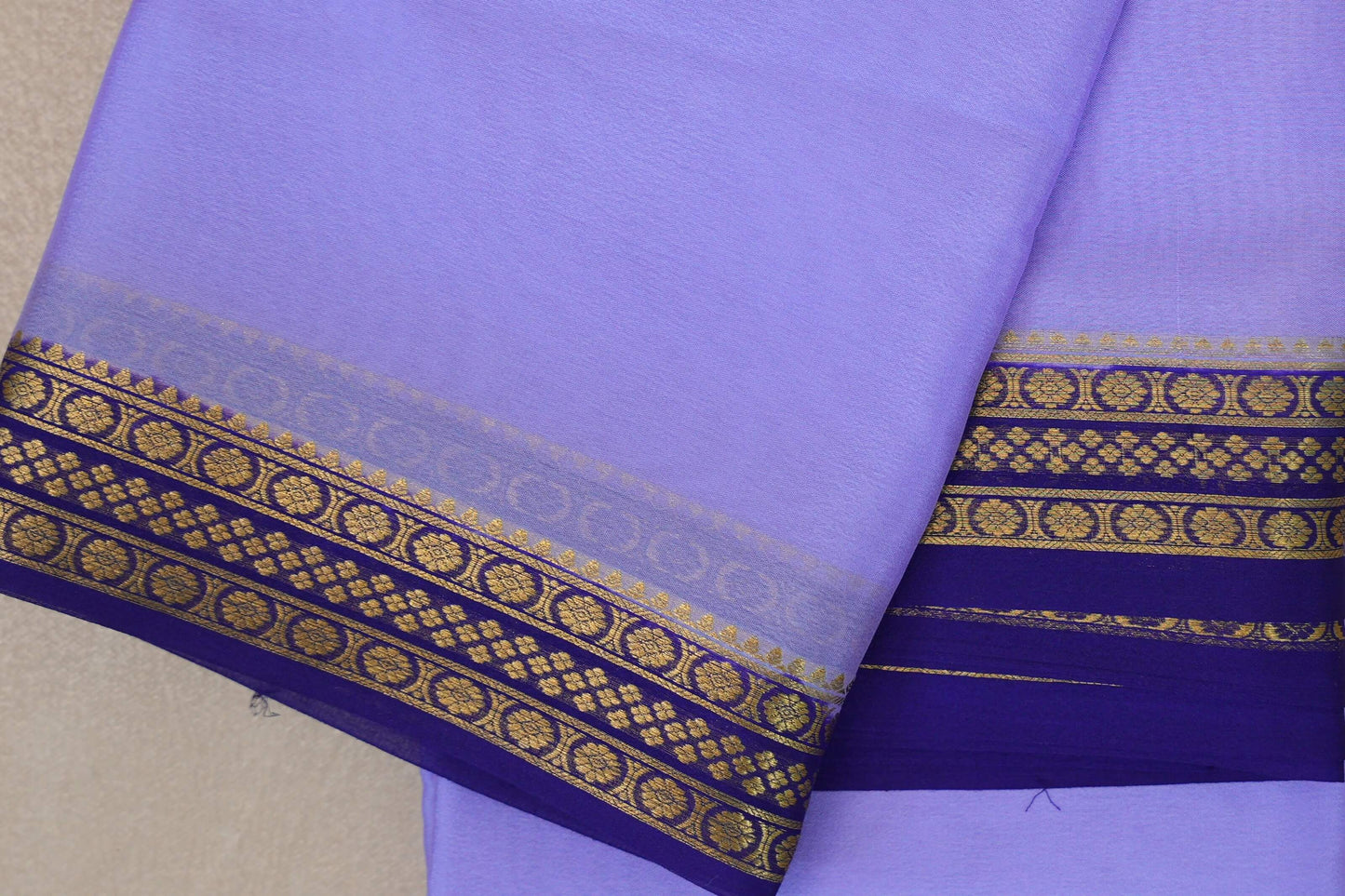 Lavender blue with Royal Purple borders Mysore Silk Saree SS9488