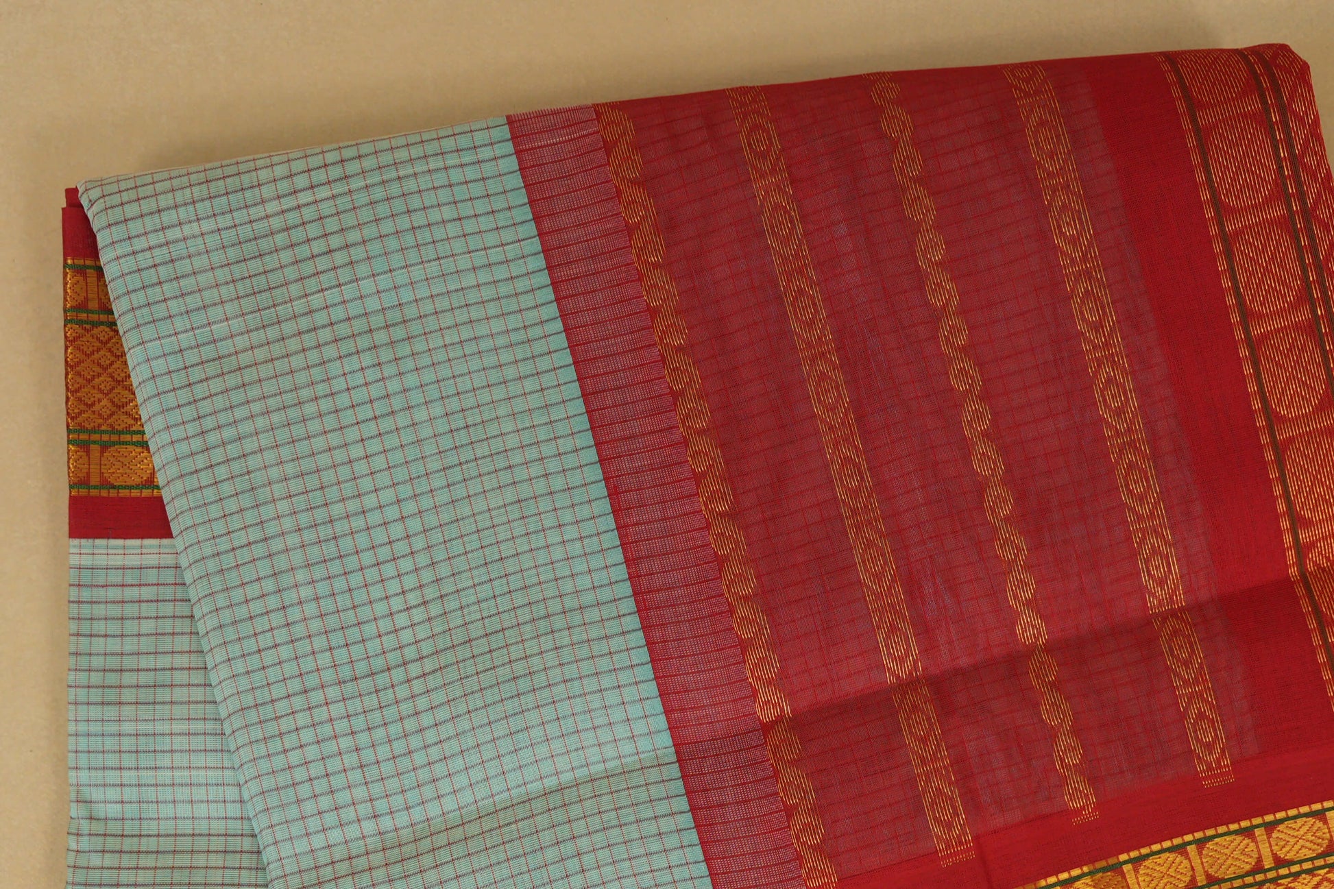 Pastel Aqua Blue Saree body zoom