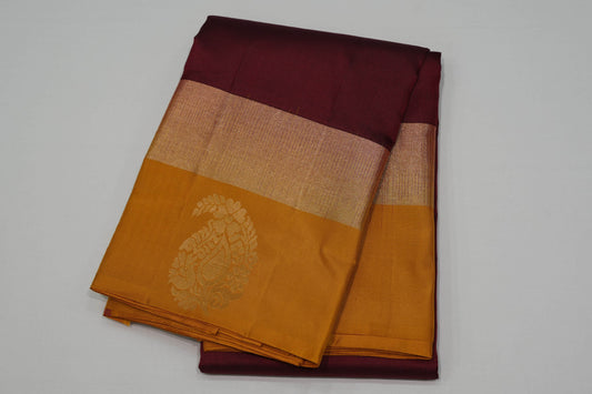 Burgundy maroon light weight kanchipuram silk saree