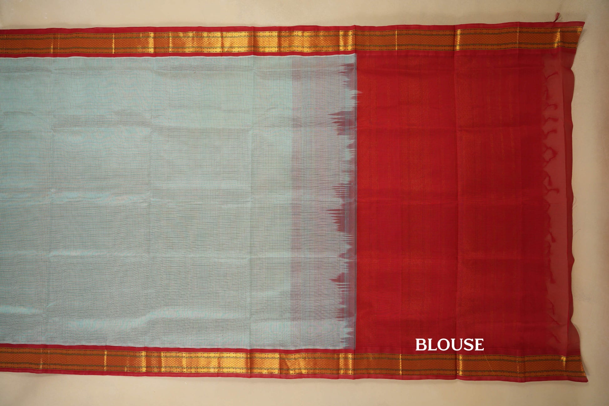  Pastel Aqua Blue Silk Cotton saree blouse