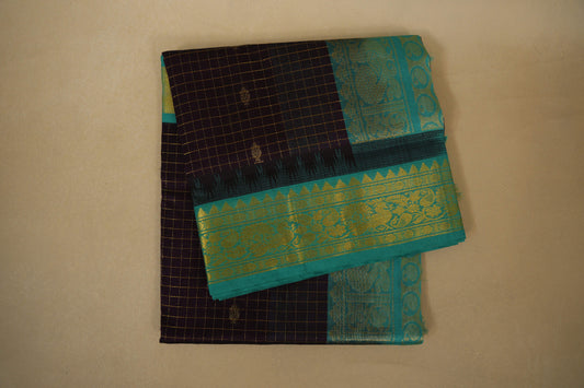 Folded Deep Jamun Color Silk Cotton Saree
