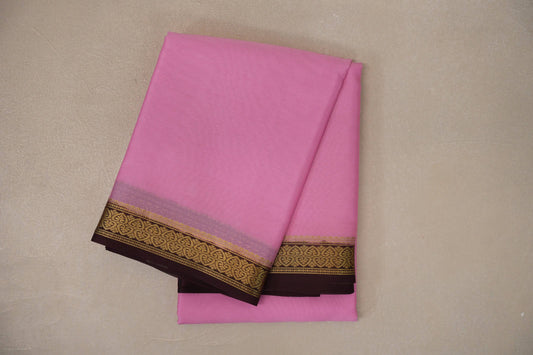 Dusty rose pink with Dark Coffee Brown borders Mysore Silk Saree SS9490