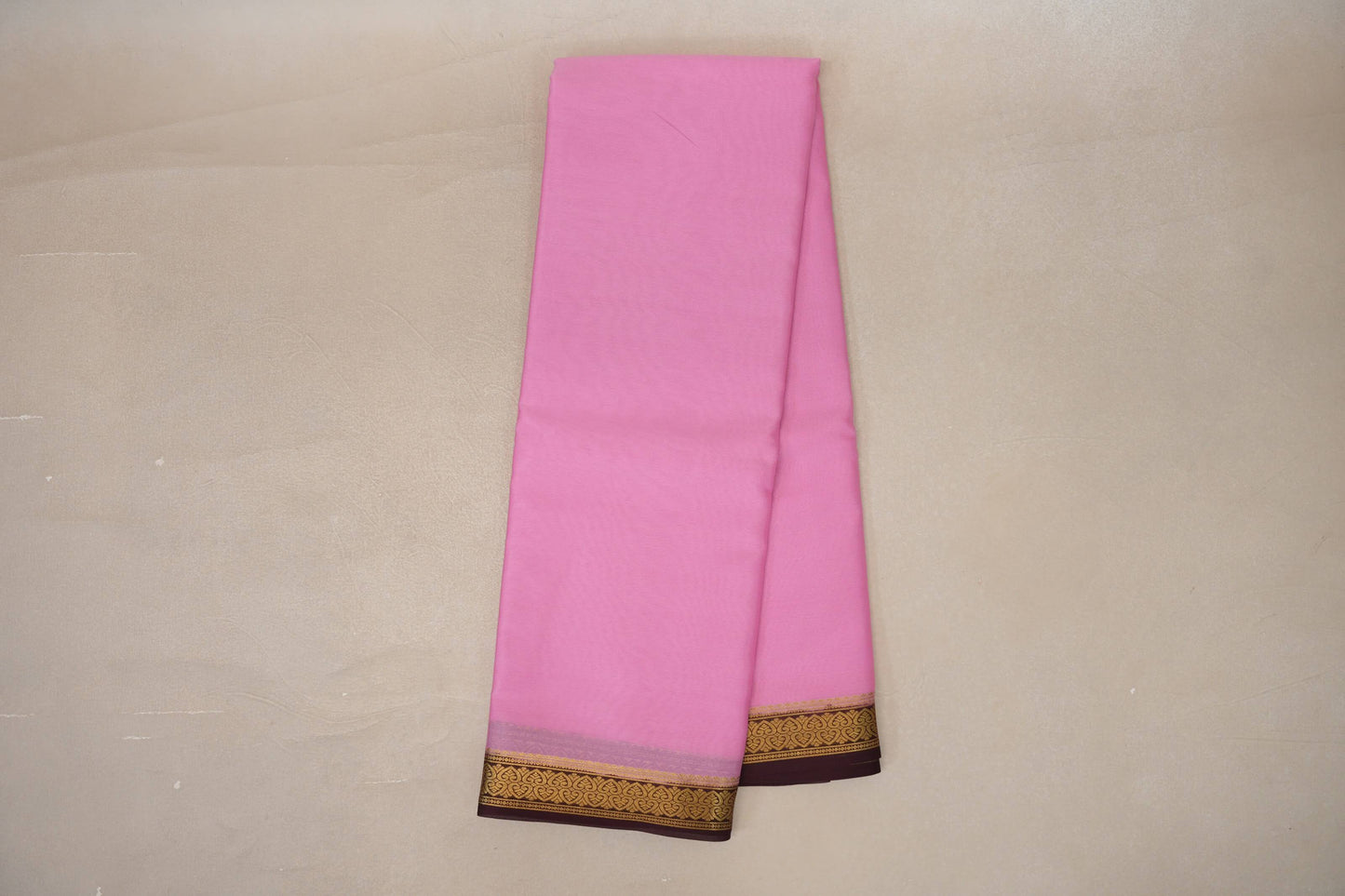 Dusty rose pink with Dark Coffee Brown borders Mysore Silk Saree SS9490