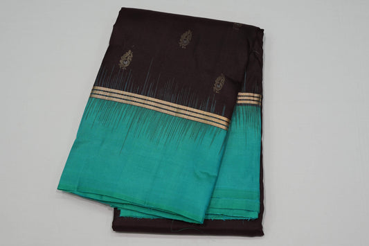 Deep brown light weight kanchipuram silk saree