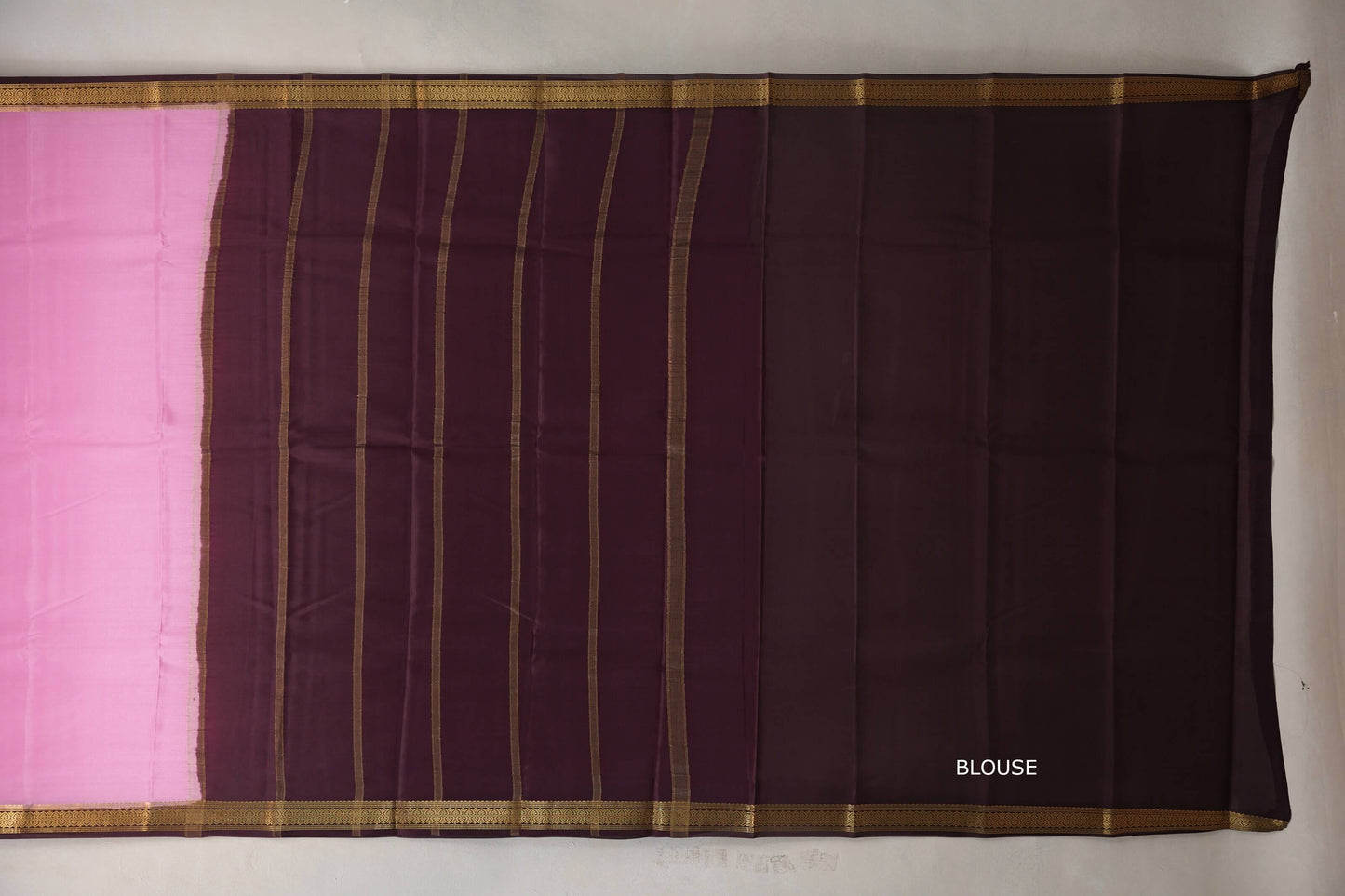 Dusty rose pink with Dark Coffee Brown borders Mysore Silk Saree SS9490