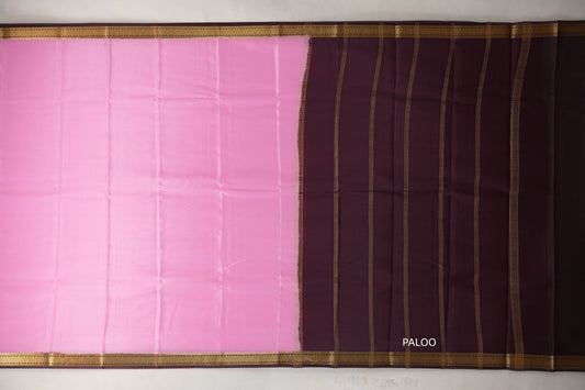 Dusty rose pink with Dark Coffee Brown borders Mysore Silk Saree SS9490