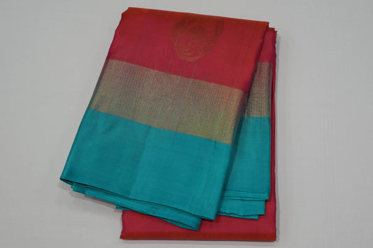 Peach pink light weight kanchipuram silk saree