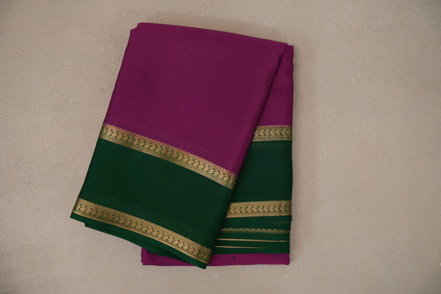 Magenta with Emerald green borders Mysore Silk Saree SS9492