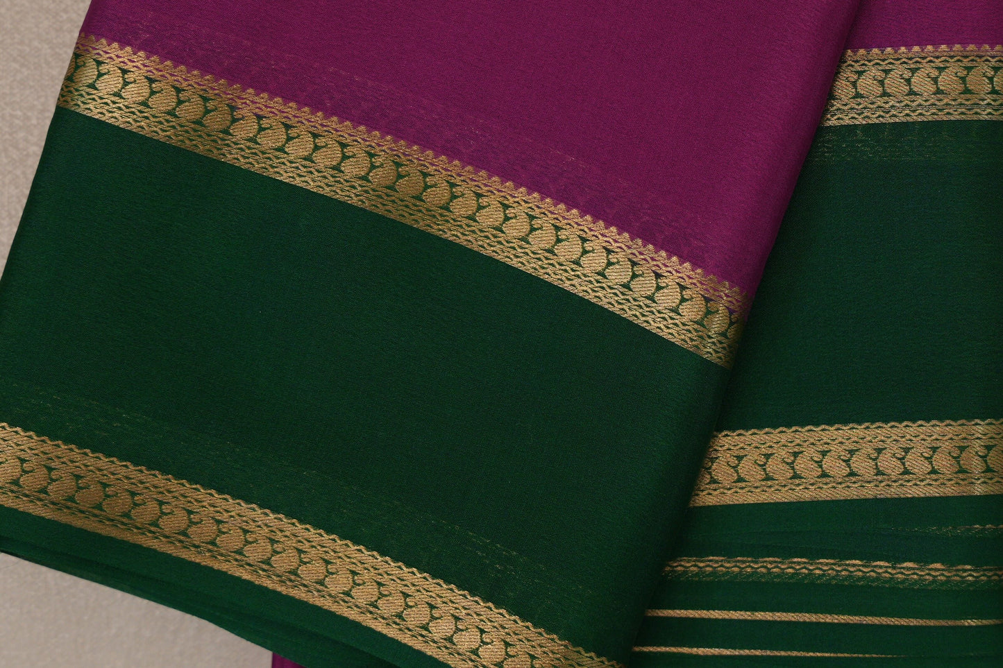 Magenta with Emerald green borders Mysore Silk Saree SS9492