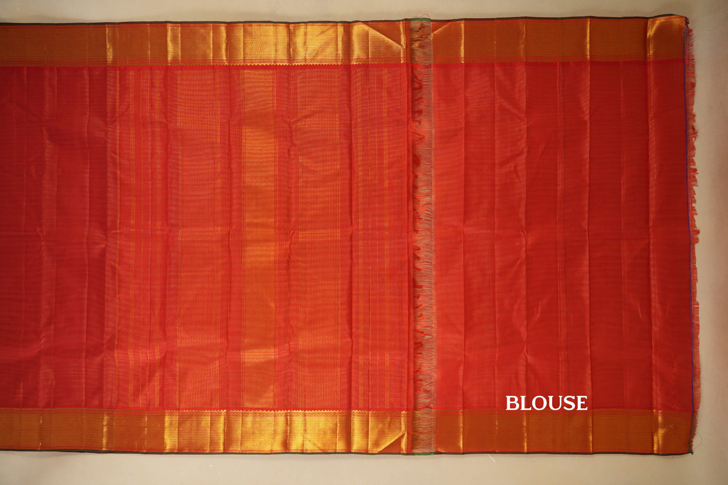 Red Vaira Oosi Vintage Kanjivaram Silk Saree blouse