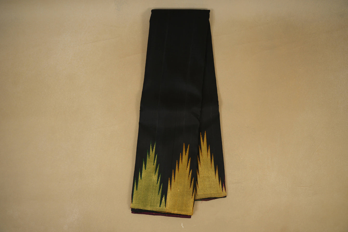 Online Black with Temple Borders Vintage Kanjivaram Silk Saree