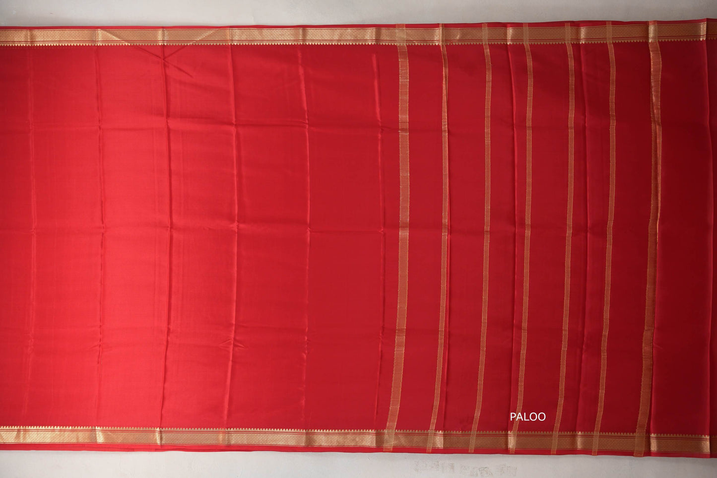 Bright Red with self borders Mysore Silk Saree SS9494