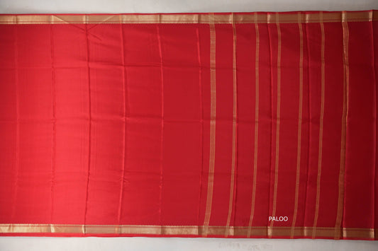Bright Red with self borders Mysore Silk Saree SS9494