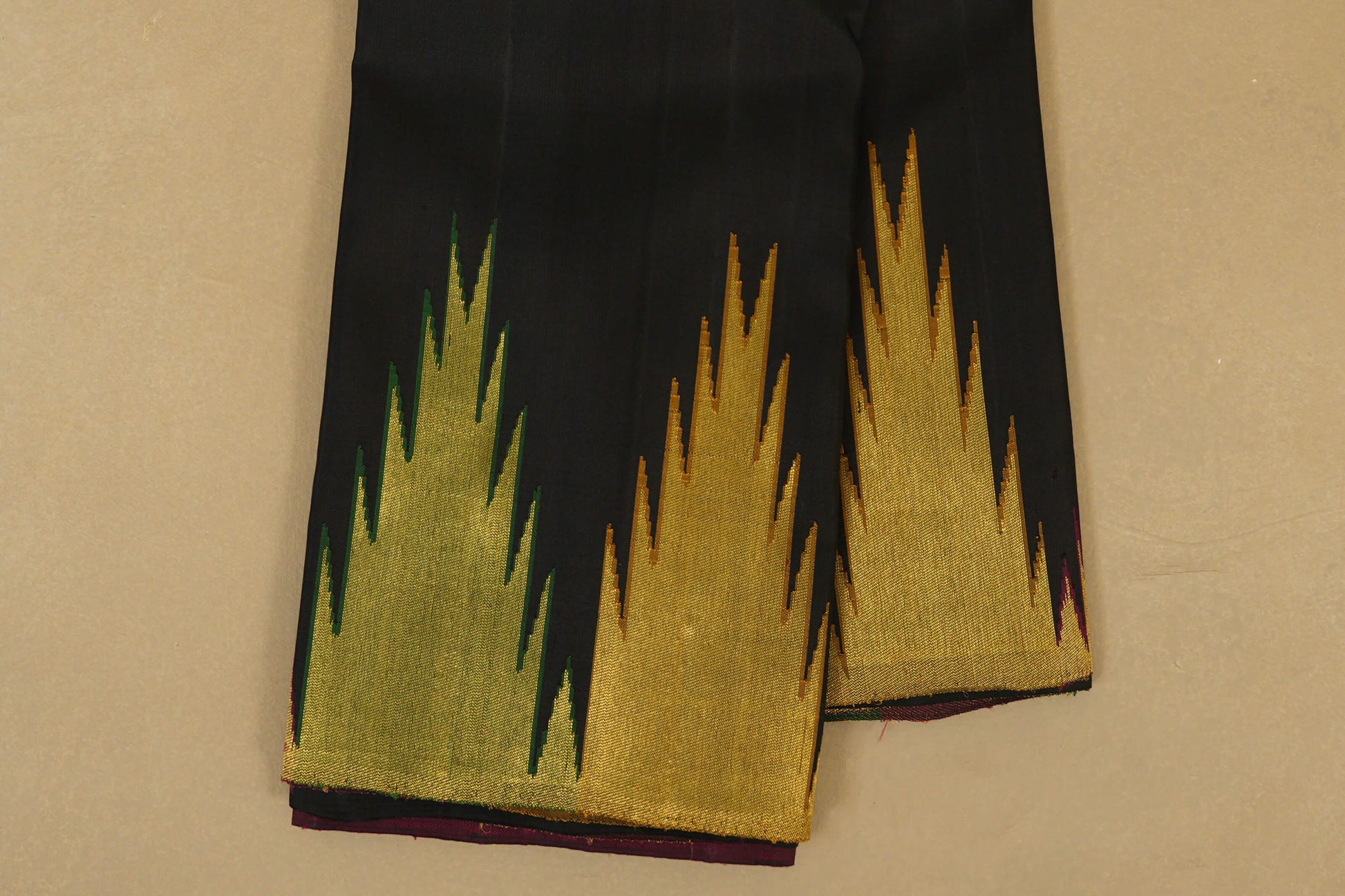 Black with Temple Borders Vintage Kanjivaram Silk Saree online