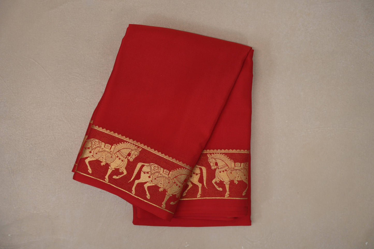 Bright Red Mysore Silk Saree SS9496